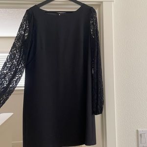 White House Black Market Little black dress with lace sleeves